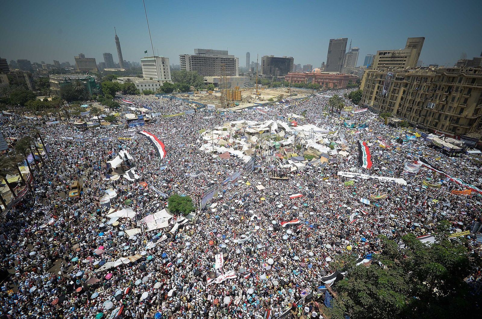 Crowds filling Tahrir Square in Cairo during the Egyptian revolution, July 2011