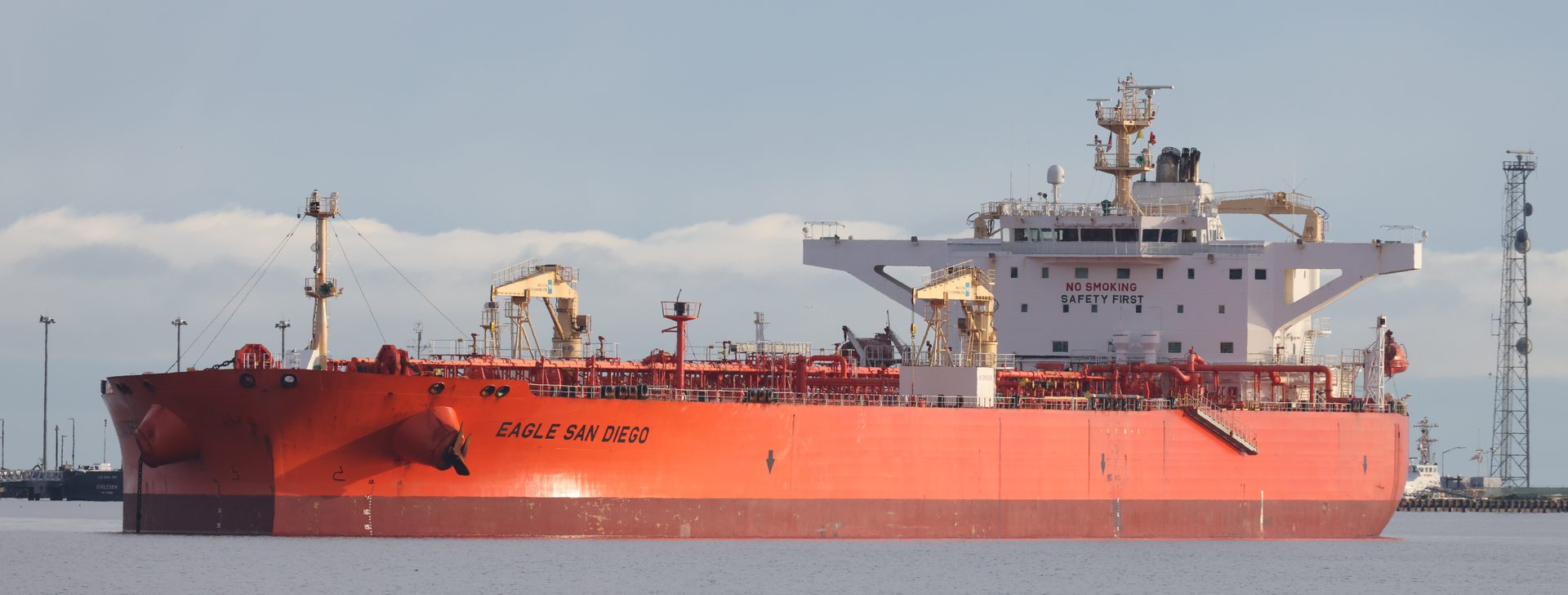 A crude oil tanker under way at sea